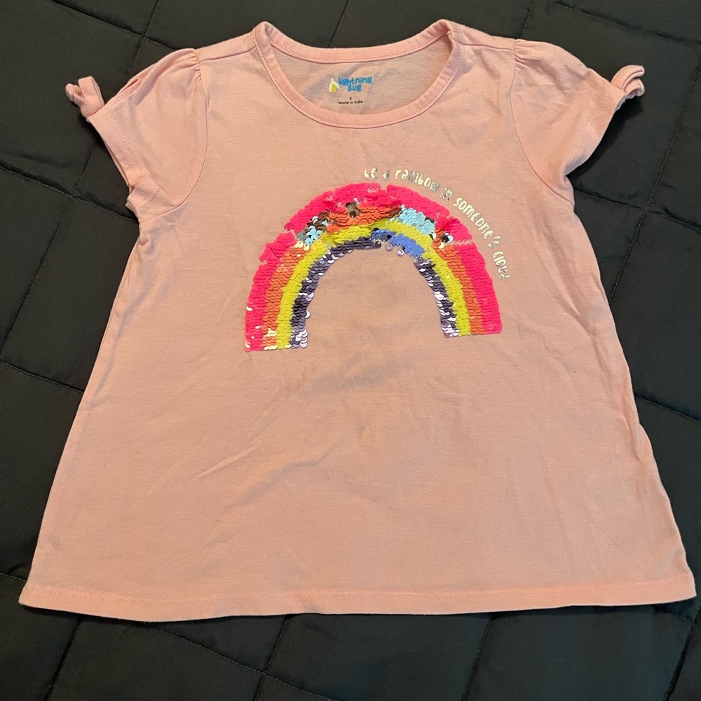 Peach colored girls T-shirt. Size 4. Lightening Bug.